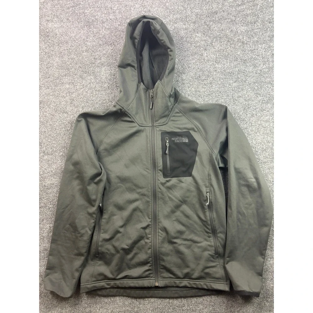 The North Face Borod Full Zip Hoodie Mens Medium Gray Grid Fleece Jacket